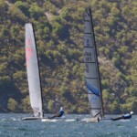 Régate Gérard Couturier
Régate du weekend de Pâques 2022, à Aix les bains, sur le lac du Bourget. Des catamarans de classe A lors d'une régate.